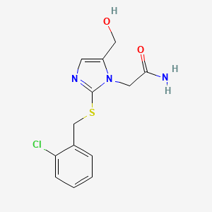 molecular formula C13H14ClN3O2S B2887850 2-(2-((2-氯苄基)硫代)-5-(羟甲基)-1H-咪唑-1-基)乙酰胺 CAS No. 921822-06-2