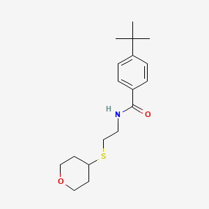 molecular formula C18H27NO2S B2887862 4-(叔丁基)-N-(2-((四氢-2H-吡喃-4-基)硫代)乙基)苯甲酰胺 CAS No. 1903792-38-0