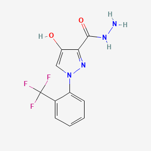 molecular formula C11H9F3N4O2 B2887868 4-hydroxy-1-[2-(trifluoromethyl)phenyl]-1H-pyrazole-3-carbohydrazide CAS No. 957014-21-0
