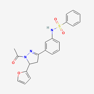 N-{3-[1-acetyl-5-(furan-2-yl)-4,5-dihydro-1H-pyrazol-3-yl]phenyl}benzenesulfonamide