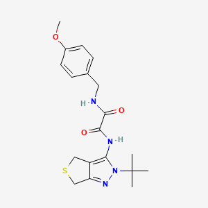 molecular formula C19H24N4O3S B2887880 N'-(2-叔丁基-4,6-二氢噻吩并[3,4-c]吡唑-3-基)-N-[(4-甲氧基苯基)甲基]草酰胺 CAS No. 899952-58-0