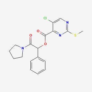 molecular formula C18H18ClN3O3S B2887892 2-Oxo-1-phenyl-2-(pyrrolidin-1-yl)ethyl 5-chloro-2-(methylsulfanyl)pyrimidine-4-carboxylate CAS No. 1111527-88-8