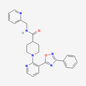1-(3-(3-phenyl-1,2,4-oxadiazol-5-yl)pyridin-2-yl)-N-(pyridin-2-ylmethyl)piperidine-4-carboxamide