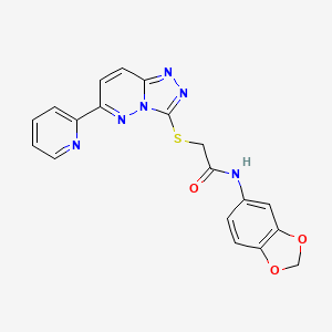 molecular formula C19H14N6O3S B2887914 N-(1,3-benzodioxol-5-yl)-2-[(6-pyridin-2-yl-[1,2,4]triazolo[4,3-b]pyridazin-3-yl)sulfanyl]acetamide CAS No. 894054-22-9
