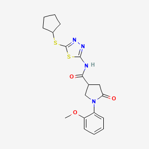 molecular formula C19H22N4O3S2 B2887927 N-(5-(cyclopentylthio)-1,3,4-thiadiazol-2-yl)-1-(2-methoxyphenyl)-5-oxopyrrolidine-3-carboxamide CAS No. 872595-16-9