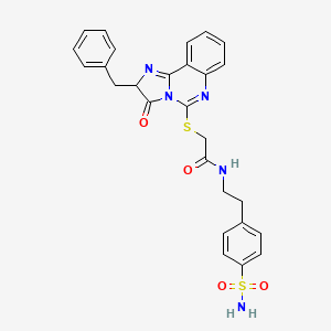 molecular formula C27H25N5O4S2 B2887933 2-({2-苄基-3-氧代-2H,3H-咪唑并[1,2-c]喹唑啉-5-基}硫烷基)-N-[2-(4-磺酰苯基)乙基]乙酰胺 CAS No. 1022242-39-2