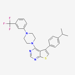 molecular formula C26H25F3N4S B2887935 5-(4-Isopropylphenyl)-4-(4-(3-(trifluoromethyl)phenyl)piperazin-1-yl)thieno[2,3-d]pyrimidine CAS No. 670270-40-3