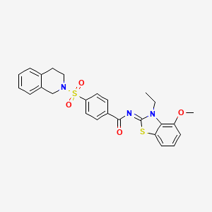 molecular formula C26H25N3O4S2 B2887942 (Z)-4-((3,4-二氢异喹啉-2(1H)-基)磺酰基)-N-(3-乙基-4-甲氧基苯并[d]噻唑-2(3H)-亚甲基)苯甲酰胺 CAS No. 533868-59-6