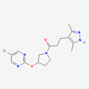 molecular formula C16H20BrN5O2 B2887947 1-{3-[(5-溴嘧啶-2-基)氧基]吡咯烷-1-基}-3-(3,5-二甲基-1H-吡唑-4-基)丙-1-酮 CAS No. 2097865-13-7