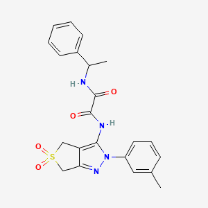molecular formula C22H22N4O4S B2887955 N1-(5,5-dioxido-2-(m-tolyl)-4,6-dihydro-2H-thieno[3,4-c]pyrazol-3-yl)-N2-(1-phenylethyl)oxalamide CAS No. 899751-11-2