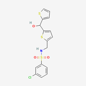 molecular formula C16H14ClNO3S3 B2887966 3-氯-N-((5-(羟基(噻吩-2-基)甲基)噻吩-2-基)甲基)苯磺酰胺 CAS No. 1421509-17-2