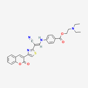 (E)-2-(diethylamino)ethyl 4-((2-cyano-2-(4-(2-oxo-2H-chromen-3-yl)thiazol-2-yl)vinyl)amino)benzoate