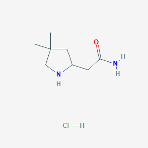 molecular formula C8H17ClN2O B2887973 2-(4,4-Dimethylpyrrolidin-2-yl)acetamide;hydrochloride CAS No. 2375274-16-9