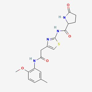 N-(4-(2-((2-methoxy-5-methylphenyl)amino)-2-oxoethyl)thiazol-2-yl)-5-oxopyrrolidine-2-carboxamide