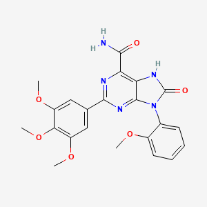 molecular formula C22H21N5O6 B2887980 9-(2-methoxyphenyl)-8-oxo-2-(3,4,5-trimethoxyphenyl)-8,9-dihydro-7H-purine-6-carboxamide CAS No. 869069-50-1