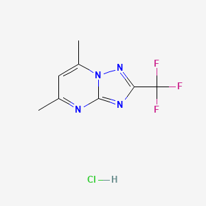 molecular formula C8H8ClF3N4 B2888001 5,7-Dimethyl-2-(trifluoromethyl)-[1,2,4]triazolo[1,5-a]pyrimidine;hydrochloride CAS No. 2243512-79-8