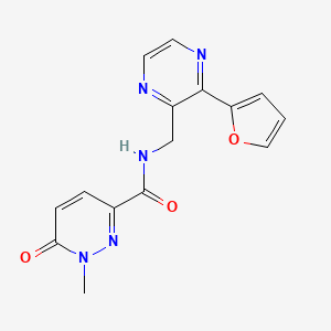 molecular formula C15H13N5O3 B2888003 N-((3-(furan-2-yl)pyrazin-2-yl)methyl)-1-methyl-6-oxo-1,6-dihydropyridazine-3-carboxamide CAS No. 2034370-35-7