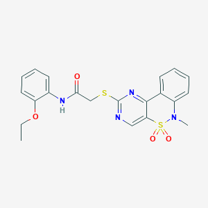 molecular formula C21H20N4O4S2 B2888008 N-(2-ethoxyphenyl)-2-[(6-methyl-5,5-dioxido-6H-pyrimido[5,4-c][2,1]benzothiazin-2-yl)thio]acetamide CAS No. 895103-47-6
