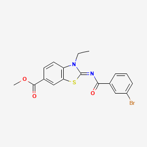 molecular formula C18H15BrN2O3S B2888009 (E)-methyl 2-((3-bromobenzoyl)imino)-3-ethyl-2,3-dihydrobenzo[d]thiazole-6-carboxylate CAS No. 865545-27-3