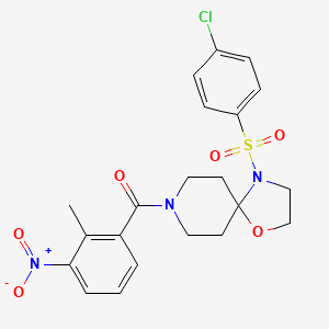 molecular formula C21H22ClN3O6S B2888010 (4-((4-Chlorophenyl)sulfonyl)-1-oxa-4,8-diazaspiro[4.5]decan-8-yl)(2-methyl-3-nitrophenyl)methanone CAS No. 941899-71-4