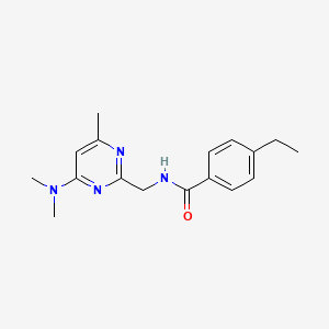 molecular formula C17H22N4O B2888013 N-((4-(dimethylamino)-6-methylpyrimidin-2-yl)methyl)-4-ethylbenzamide CAS No. 1797329-38-4