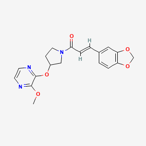 molecular formula C19H19N3O5 B2888018 (E)-3-(苯并[d][1,3]二氧杂环-5-基)-1-(3-((3-甲氧基吡嗪-2-基)氧基)吡咯烷-1-基)丙-2-烯-1-酮 CAS No. 2035023-40-4