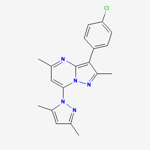 molecular formula C19H18ClN5 B2888028 3-(4-chlorophenyl)-7-(3,5-dimethyl-1H-pyrazol-1-yl)-2,5-dimethylpyrazolo[1,5-a]pyrimidine CAS No. 850800-52-1