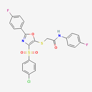 2-((4-((4-chlorophenyl)sulfonyl)-2-(4-fluorophenyl)oxazol-5-yl)thio)-N-(4-fluorophenyl)acetamide