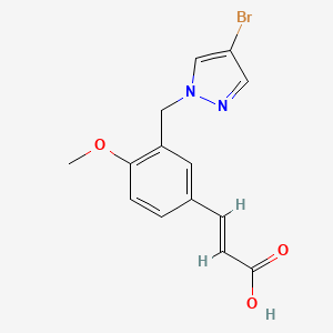 molecular formula C14H13BrN2O3 B2888065 (2E)-3-{3-[(4-溴-1H-吡唑-1-基)甲基]-4-甲氧基苯基}丙烯酸 CAS No. 1020050-93-4