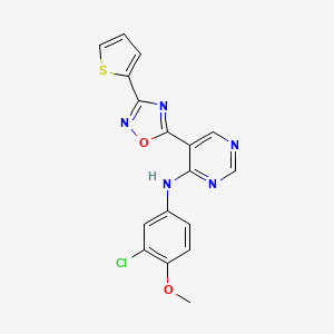 molecular formula C17H12ClN5O2S B2888075 N-(3-chloro-4-methoxyphenyl)-5-(3-(thiophen-2-yl)-1,2,4-oxadiazol-5-yl)pyrimidin-4-amine CAS No. 2034393-95-6