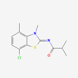 molecular formula C13H15ClN2OS B2888078 (Z)-N-(7-chloro-3,4-dimethylbenzo[d]thiazol-2(3H)-ylidene)isobutyramide CAS No. 868370-26-7