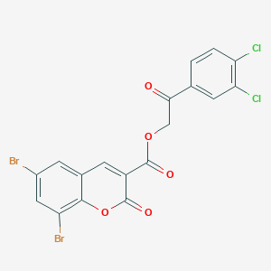molecular formula C18H8Br2Cl2O5 B288808 2-(3,4-dichlorophenyl)-2-oxoethyl 6,8-dibromo-2-oxo-2H-chromene-3-carboxylate 
