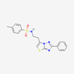 molecular formula C19H18N4O2S2 B2888084 4-methyl-N-(2-(2-phenylthiazolo[3,2-b][1,2,4]triazol-6-yl)ethyl)benzenesulfonamide CAS No. 895421-40-6