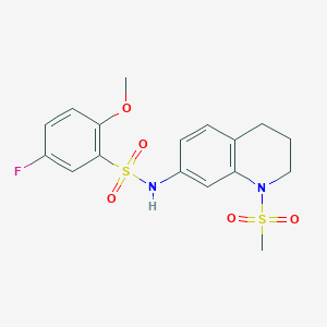 molecular formula C17H19FN2O5S2 B2888085 5-fluoro-2-methoxy-N-(1-methylsulfonyl-3,4-dihydro-2H-quinolin-7-yl)benzenesulfonamide CAS No. 1170917-46-0
