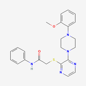 molecular formula C23H25N5O2S B2888089 2-((3-(4-(2-甲氧基苯基)哌嗪-1-基)吡嗪-2-基)硫代)-N-苯基乙酰胺 CAS No. 1251572-15-2
