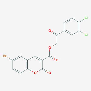 molecular formula C18H9BrCl2O5 B288809 2-(3,4-dichlorophenyl)-2-oxoethyl 6-bromo-2-oxo-2H-chromene-3-carboxylate 