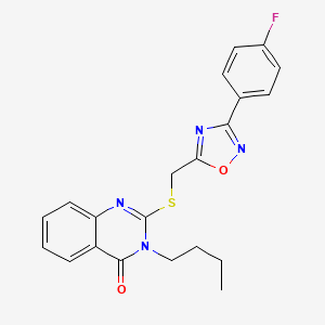 molecular formula C21H19FN4O2S B2888090 3-Butyl-2-[[3-(4-fluorophenyl)-1,2,4-oxadiazol-5-yl]methylsulfanyl]quinazolin-4-one CAS No. 946328-53-6