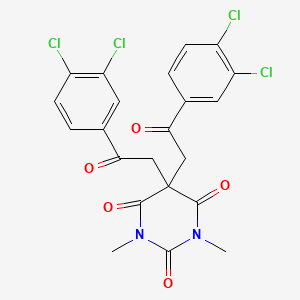 molecular formula C22H16Cl4N2O5 B2888103 5,5-Bis[2-(3,4-dichlorophenyl)-2-oxoethyl]-1,3-dimethyl-1,3-diazinane-2,4,6-trione CAS No. 477889-07-9