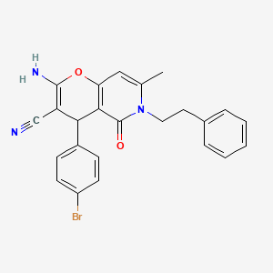 molecular formula C24H20BrN3O2 B2888106 2-氨基-4-(4-溴苯基)-7-甲基-5-氧代-6-苯乙基-5,6-二氢-4H-吡喃并[3,2-c]吡啶-3-甲腈 CAS No. 848990-02-3