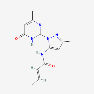 molecular formula C13H15N5O2 B2888107 (E)-N-(3-甲基-1-(4-甲基-6-氧代-1,6-二氢嘧啶-2-基)-1H-吡唑-5-基)丁-2-烯酰胺 CAS No. 1002933-49-4