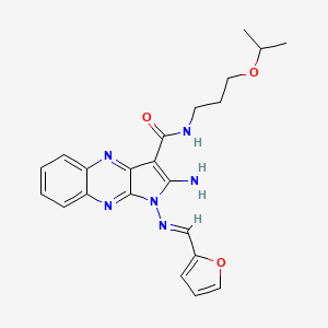 molecular formula C22H24N6O3 B2888114 (E)-2-amino-1-((furan-2-ylmethylene)amino)-N-(3-isopropoxypropyl)-1H-pyrrolo[2,3-b]quinoxaline-3-carboxamide CAS No. 578758-05-1