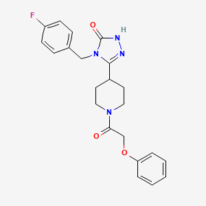 molecular formula C22H23FN4O3 B2888115 4-(4-氟苄基)-5-[1-(苯氧基乙酰)哌啶-4-基]-2,4-二氢-3H-1,2,4-三唑-3-酮 CAS No. 1775541-85-9