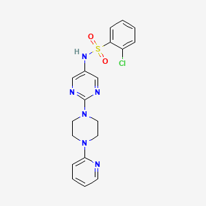 molecular formula C19H19ClN6O2S B2888117 2-chloro-N-(2-(4-(pyridin-2-yl)piperazin-1-yl)pyrimidin-5-yl)benzenesulfonamide CAS No. 1396786-42-7