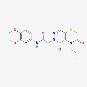 B2888166 1-methyl-5-[4-oxo-4-(4-propylpiperazin-1-yl)butanoyl]-3-(pyrrolidin-1-ylcarbonyl)-4,5,6,7-tetrahydro-1H-pyrazolo[4,3-c]pyridine CAS No. 1251624-75-5