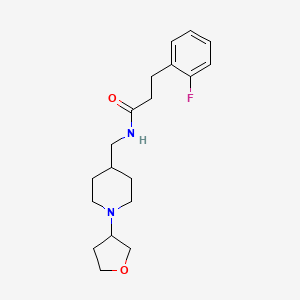 molecular formula C19H27FN2O2 B2888185 3-(2-氟苯基)-N-[{[1-(氧杂环-3-基)哌啶-4-基]甲基}丙酰胺 CAS No. 2097892-59-4