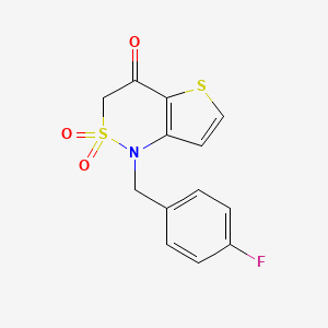 molecular formula C13H10FNO3S2 B2888188 1-(4-fluorobenzyl)-1H-thieno[3,2-c][1,2]thiazin-4(3H)-one 2,2-dioxide CAS No. 1031967-55-1