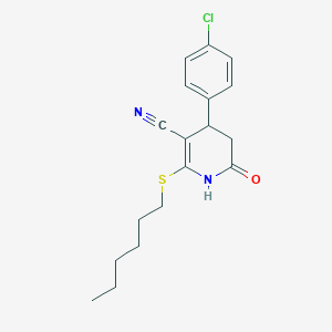 molecular formula C18H21ClN2OS B2888193 4-(4-氯苯基)-2-(己硫基)-6-氧代-1,4,5,6-四氢吡啶-3-腈 CAS No. 374917-76-7