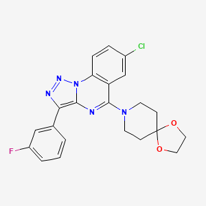 molecular formula C22H19ClFN5O2 B2888194 7-Chloro-5-(1,4-dioxa-8-azaspiro[4.5]dec-8-yl)-3-(3-fluorophenyl)[1,2,3]triazolo[1,5-a]quinazoline CAS No. 931312-10-6