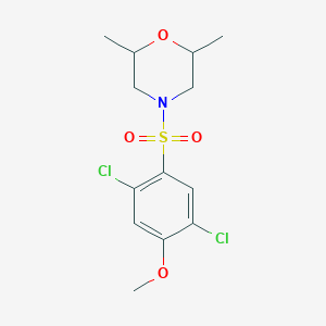 molecular formula C13H17Cl2NO4S B288820 4-[(2,5-Dichloro-4-methoxyphenyl)sulfonyl]-2,6-dimethylmorpholine 