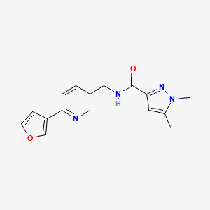 molecular formula C16H16N4O2 B2888206 N-((6-(furan-3-yl)pyridin-3-yl)methyl)-1,5-dimethyl-1H-pyrazole-3-carboxamide CAS No. 2034521-46-3